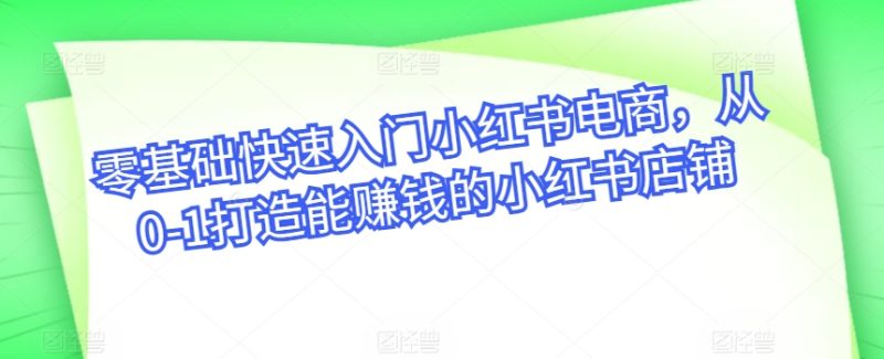 小红书电商实战宝典：从开店到爆款，轻松实现月入过万S-小熊猫资源网