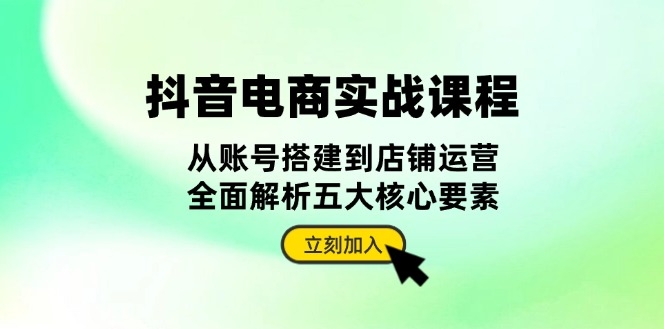 抖音电商全攻略_从账号搭建到店铺运营_深度解析五大成功要素S-小熊猫资源网