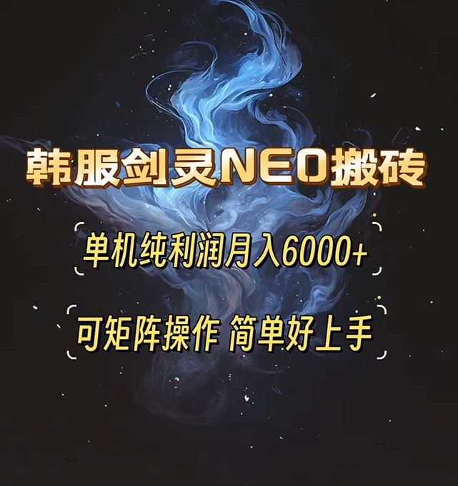 S韩服剑灵NEO搬砖_月入6000+_单机矩阵操作-小熊猫资源网