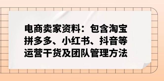 电商卖家资料：包含淘宝、拼多多、小红书、抖音等运营干货及团队管理方法S-小熊猫资源网